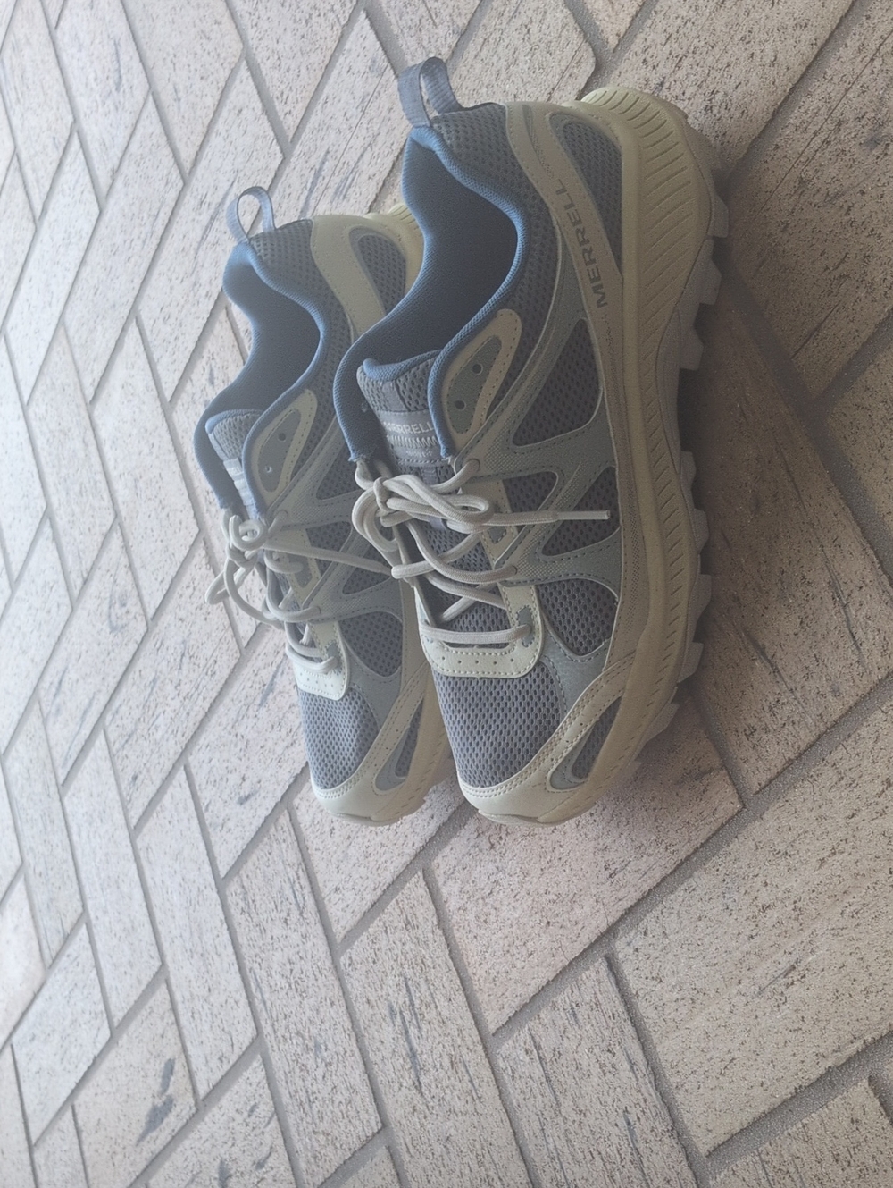 Merrell Gray and Tan Hiking Sneakers